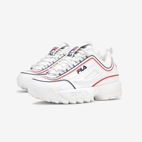 Fila Other - NIB Junior's Size 6 Flia Disruptor II Contrast Piping Sneakers In White/Navy/Red
